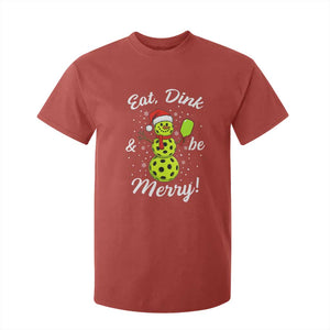Funny Christmas Pickleball T Shirt For Kid Eat Dink And Be Merry Snowman TS11 Red Print Your Wear