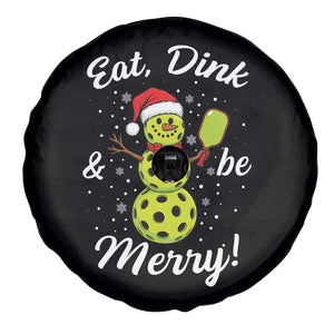 Funny Christmas Pickleball Spare Tire Cover Eat Dink And Be Merry Snowman TS11 Print Your Wear