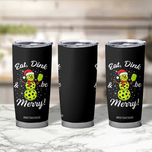 Funny Christmas Pickleball Tumbler Cup Eat Dink And Be Merry Snowman TS11 Print Your Wear
