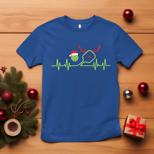 Funny Christmas Pickleball Heartbeat Santa Hat T Shirt TS11 Royal Blue Print Your Wear