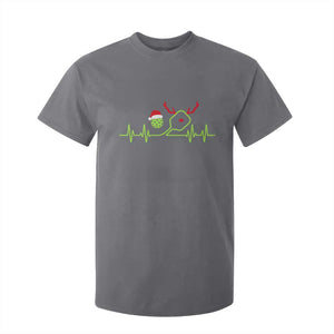 Funny Christmas Pickleball Heartbeat Santa Hat T Shirt For Kid TS11 Charcoal Print Your Wear