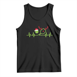 Funny Christmas Pickleball Heartbeat Santa Hat Tank Top TS11 Black Print Your Wear