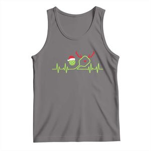 Funny Christmas Pickleball Heartbeat Santa Hat Tank Top TS11 Deep Heather Print Your Wear