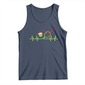 Funny Christmas Pickleball Heartbeat Santa Hat Tank Top TS11 Navy Print Your Wear