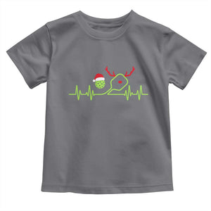Funny Christmas Pickleball Heartbeat Santa Hat Toddler T Shirt TS11 Charcoal Print Your Wear