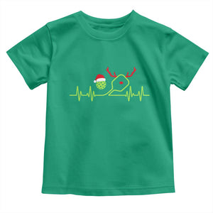 Funny Christmas Pickleball Heartbeat Santa Hat Toddler T Shirt TS11 Irish Green Print Your Wear