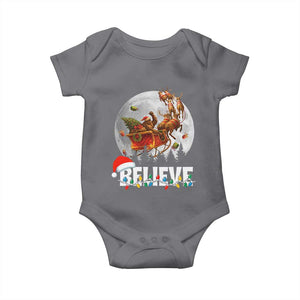 Funny Bigfoot Christmas Baby Onesie Believe Santa Sasquatch Xmas Reindeer Sleigh TS11 Charcoal Print Your Wear