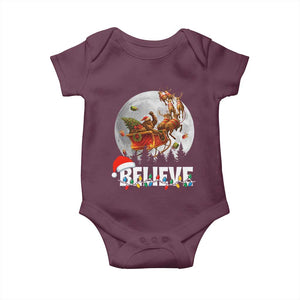 Funny Bigfoot Christmas Baby Onesie Believe Santa Sasquatch Xmas Reindeer Sleigh TS11 Maroon Print Your Wear