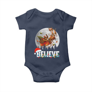 Funny Bigfoot Christmas Baby Onesie Believe Santa Sasquatch Xmas Reindeer Sleigh TS11 Navy Print Your Wear