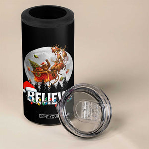 Funny Bigfoot Christmas 4 in 1 Can Cooler Tumbler Believe Santa Sasquatch Xmas Reindeer Sleigh TS11 Print Your Wear