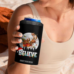 Funny Bigfoot Christmas 4 in 1 Can Cooler Tumbler Believe Santa Sasquatch Xmas Reindeer Sleigh TS11 Print Your Wear