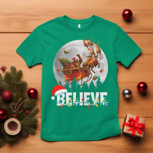 Funny Bigfoot Christmas T Shirt Believe Santa Sasquatch Xmas Reindeer Sleigh TS11 Irish Green Print Your Wear