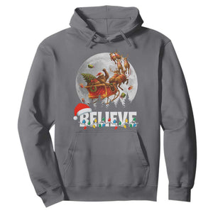 Funny Bigfoot Christmas Hoodie Believe Santa Sasquatch Xmas Reindeer Sleigh TS11 Charcoal Print Your Wear