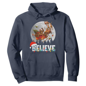 Funny Bigfoot Christmas Hoodie Believe Santa Sasquatch Xmas Reindeer Sleigh TS11 Navy Print Your Wear