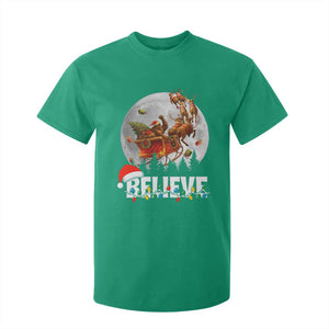 Funny Bigfoot Christmas T Shirt For Kid Believe Santa Sasquatch Xmas Reindeer Sleigh TS11 Irish Green Print Your Wear