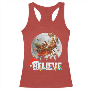 Funny Bigfoot Christmas Racerback Tank Top Believe Santa Sasquatch Xmas Reindeer Sleigh TS11 Red Print Your Wear
