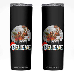 Funny Bigfoot Christmas Skinny Tumbler Believe Santa Sasquatch Xmas Reindeer Sleigh TS11 Black Print Your Wear