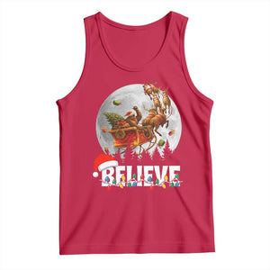 Funny Bigfoot Christmas Tank Top Believe Santa Sasquatch Xmas Reindeer Sleigh TS11 Red Print Your Wear