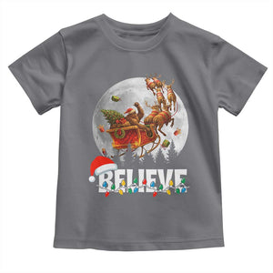 Funny Bigfoot Christmas Toddler T Shirt Believe Santa Sasquatch Xmas Reindeer Sleigh TS11 Charcoal Print Your Wear