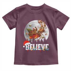 Funny Bigfoot Christmas Toddler T Shirt Believe Santa Sasquatch Xmas Reindeer Sleigh TS11 Maroon Print Your Wear