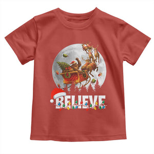 Funny Bigfoot Christmas Toddler T Shirt Believe Santa Sasquatch Xmas Reindeer Sleigh TS11 Red Print Your Wear
