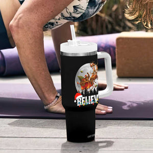 Funny Bigfoot Christmas Tumbler With Handle Believe Santa Sasquatch Xmas Reindeer Sleigh TS11 Print Your Wear