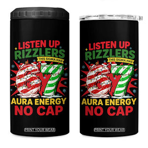 Funny Christmas 67 Meme 4 in 1 Can Cooler Tumbler Listen Up Rizzlers This Sigma Has 67 Aura Energy No Cap TS11 One Size: 16 oz Black Print Your Wear