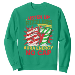 Funny Christmas 67 Meme Sweatshirt Listen Up Rizzlers This Sigma Has 67 Aura Energy No Cap TS11 Irish Green Print Your Wear
