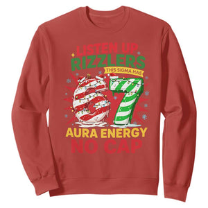 Funny Christmas 67 Meme Sweatshirt Listen Up Rizzlers This Sigma Has 67 Aura Energy No Cap TS11 Red Print Your Wear