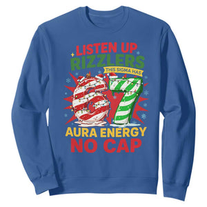 Funny Christmas 67 Meme Sweatshirt Listen Up Rizzlers This Sigma Has 67 Aura Energy No Cap TS11 Royal Blue Print Your Wear