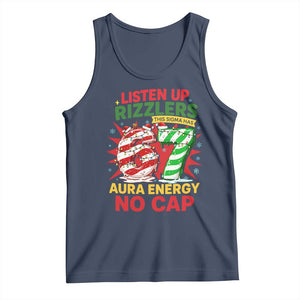 Funny Christmas 67 Meme Tank Top Listen Up Rizzlers This Sigma Has 67 Aura Energy No Cap TS11 Navy Print Your Wear