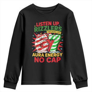 Funny Christmas 67 Meme Youth Sweatshirt Listen Up Rizzlers This Sigma Has 67 Aura Energy No Cap TS11 Black Print Your Wear