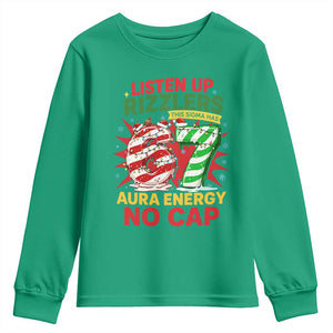 Funny Christmas 67 Meme Youth Sweatshirt Listen Up Rizzlers This Sigma Has 67 Aura Energy No Cap TS11 Irish Green Print Your Wear