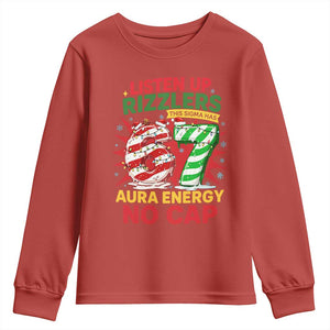 Funny Christmas 67 Meme Youth Sweatshirt Listen Up Rizzlers This Sigma Has 67 Aura Energy No Cap TS11 Red Print Your Wear