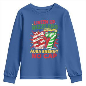 Funny Christmas 67 Meme Youth Sweatshirt Listen Up Rizzlers This Sigma Has 67 Aura Energy No Cap TS11 Royal Blue Print Your Wear
