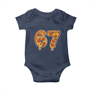 Funny 67 Pizza Lover Baby Onesie Six Seven Gen Alpha Slang TS11 Navy Print Your Wear