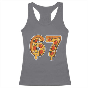 Funny 67 Pizza Lover Racerback Tank Top Six Seven Gen Alpha Slang TS11 Charcoal Print Your Wear