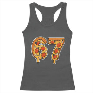 Funny 67 Pizza Lover Racerback Tank Top Six Seven Gen Alpha Slang TS11 Dark Heather Print Your Wear