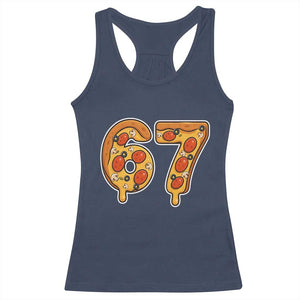 Funny 67 Pizza Lover Racerback Tank Top Six Seven Gen Alpha Slang TS11 Navy Print Your Wear