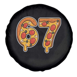 Funny 67 Pizza Lover Spare Tire Cover Six Seven Gen Alpha Slang TS11 Print Your Wear
