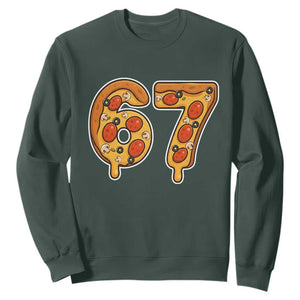 Funny 67 Pizza Lover Sweatshirt Six Seven Gen Alpha Slang TS11 Dark Forest Green Print Your Wear
