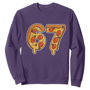 Funny 67 Pizza Lover Sweatshirt Six Seven Gen Alpha Slang TS11 Purple Print Your Wear