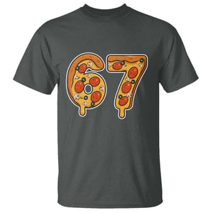Funny 67 Pizza Lover T Shirt Six Seven Gen Alpha Slang TS11 Dark Heather Print Your Wear