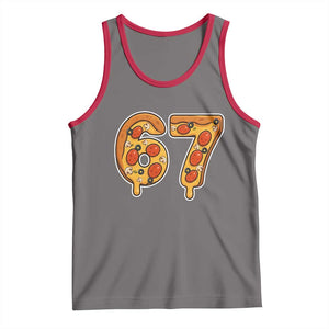 Funny 67 Pizza Lover Tank Top Six Seven Gen Alpha Slang TS11 Deep Heather Red Print Your Wear