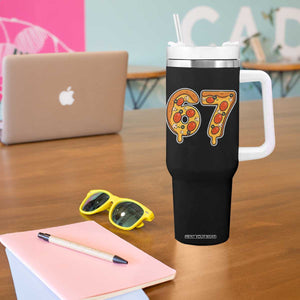 Funny 67 Pizza Lover Tumbler With Handle Six Seven Gen Alpha Slang TS11 Print Your Wear