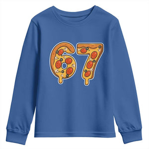 Funny 67 Pizza Lover Youth Sweatshirt Six Seven Gen Alpha Slang TS11 Royal Blue Print Your Wear