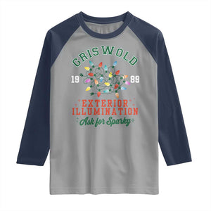 Funny Christmas Griswold Exterior Illumination Raglan Shirt Ask For Sparky Xmas Movie TS11 Sport Gray Navy Print Your Wear