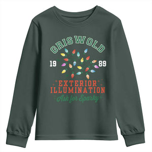 Funny Christmas Griswold Exterior Illumination Youth Sweatshirt Ask For Sparky Xmas Movie TS11 Dark Forest Green Print Your Wear