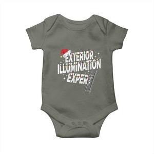 Funny Christmas Exterior Illumination Expert Baby Onesie Xmas Lights Decorator TS11 Military Green Print Your Wear