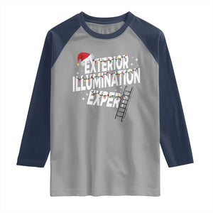Funny Christmas Exterior Illumination Expert Raglan Shirt Xmas Lights Decorator TS11 Sport Gray Navy Print Your Wear